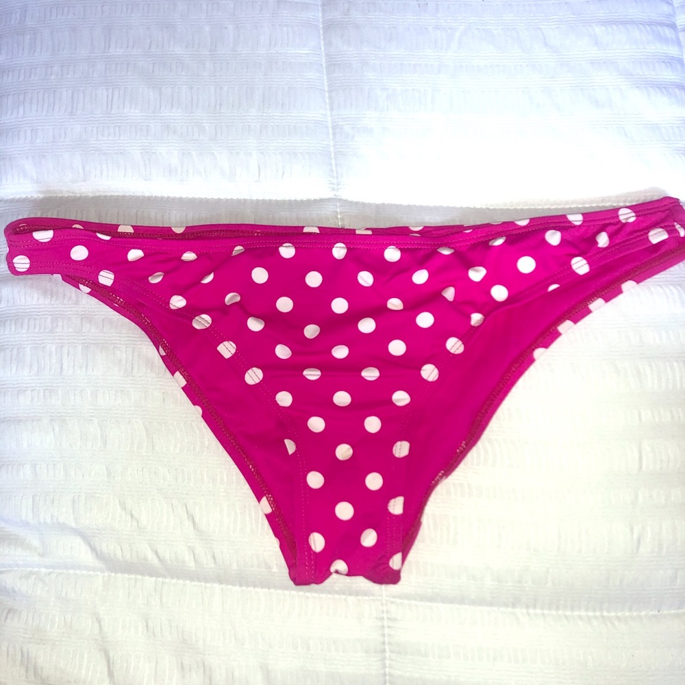 NWOT Pink/White Polka Dot Bikini Bottom